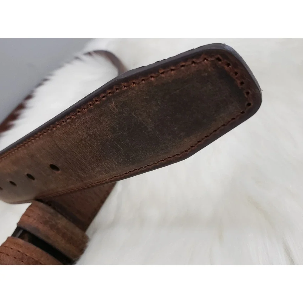 NEW THE BUCKLE BKE Mens Size 32‎ Distressed Brown Genuine Leather Belt surf y2k